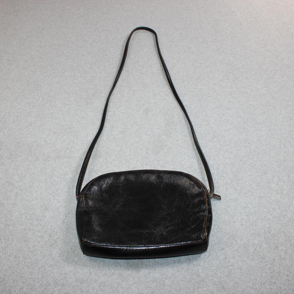 Hobo International Crossbody Bag Womens Small Black Leather Red Lining Zip Purse